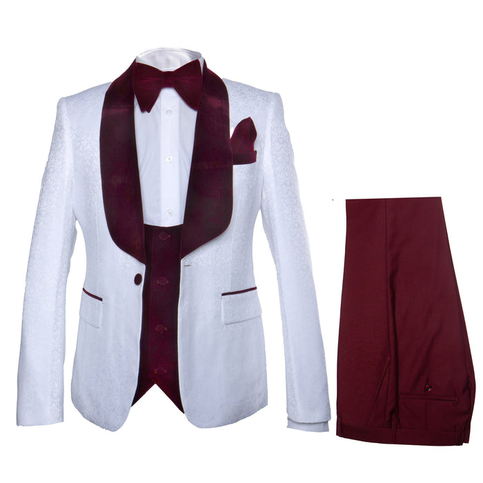 Rossi Man RM1480 - Men’s 3-Piece Smoking Style Tuxedo Suit - Elegant Modern Formalwear by USA Men's Outlet