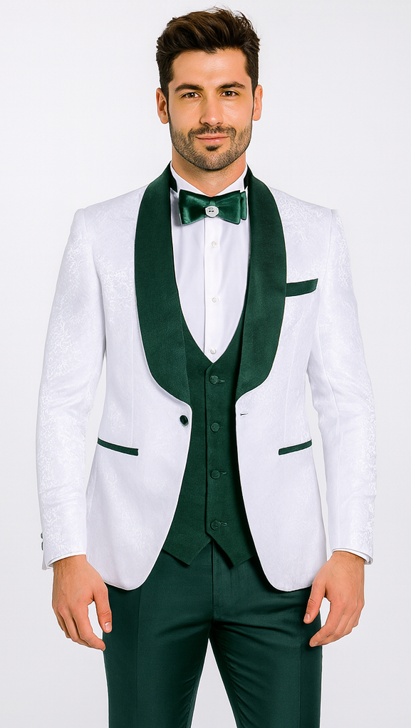Rossi Man RM1482 - Men’s 3-Piece Tuxedo from the Smoking S Collection - Elegant Formalwear for Men USA Men's Outlet