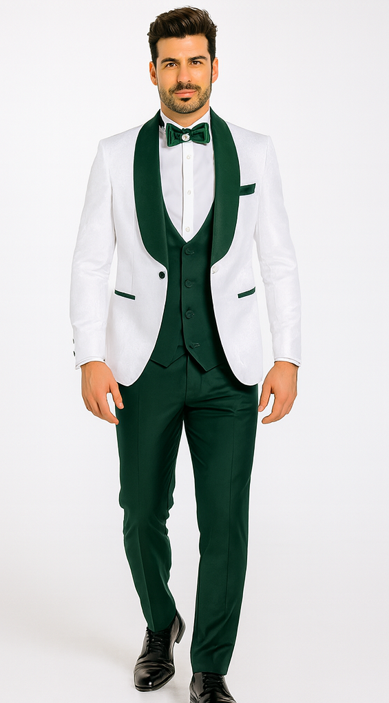 Rossi Man RM1482 - Men’s 3-Piece Tuxedo from the Smoking S Collection - Elegant Formalwear for Men USA Men's Outlet