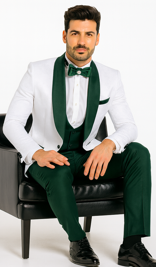 Rossi Man RM1482 - Men’s 3-Piece Tuxedo from the Smoking S Collection - Elegant Formalwear for Men USA Men's Outlet