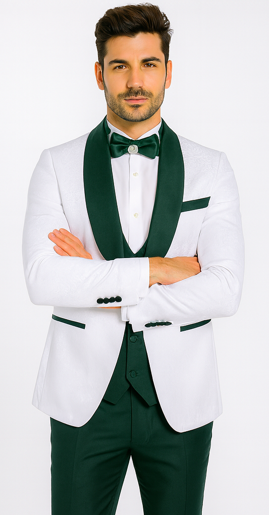 Rossi Man RM1482 - Men’s 3-Piece Tuxedo from the Smoking S Collection - Elegant Formalwear for Men USA Men's Outlet