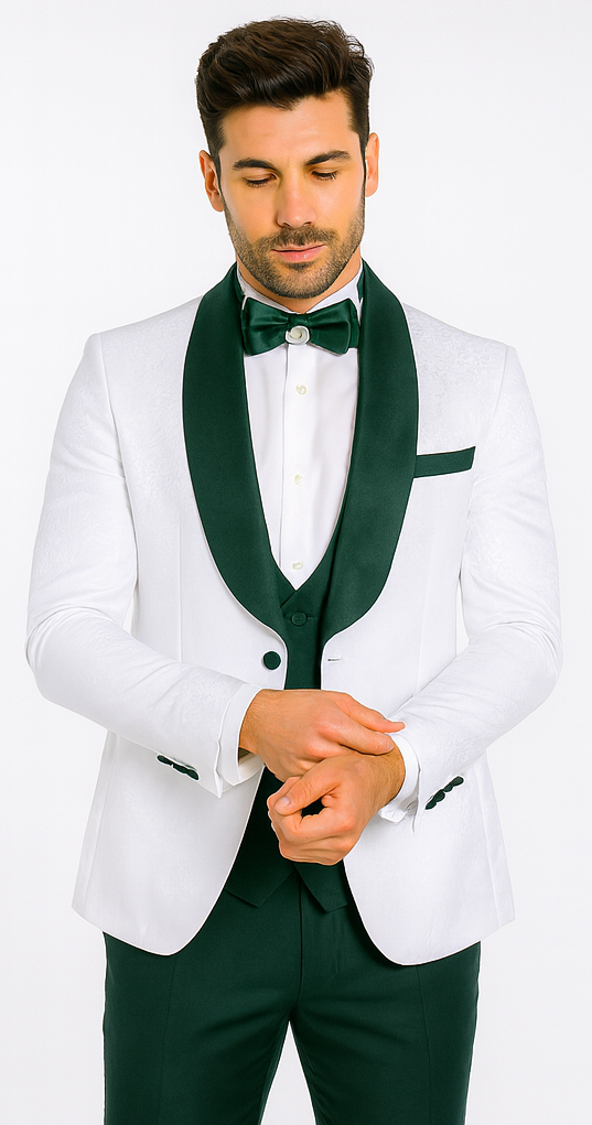 Rossi Man RM1482 - Men’s 3-Piece Tuxedo from the Smoking S Collection - Elegant Formalwear for Men USA Men's Outlet