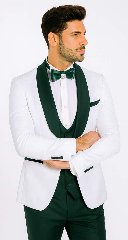 Rossi Man RM1482 - Men’s 3-Piece Tuxedo from the Smoking S Collection - Elegant Formalwear for Men USA Men's Outlet