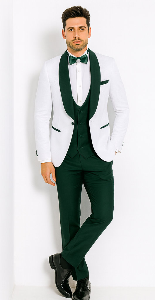 Rossi Man RM1482 - Men’s 3-Piece Tuxedo from the Smoking S Collection - Elegant Formalwear for Men USA Men's Outlet