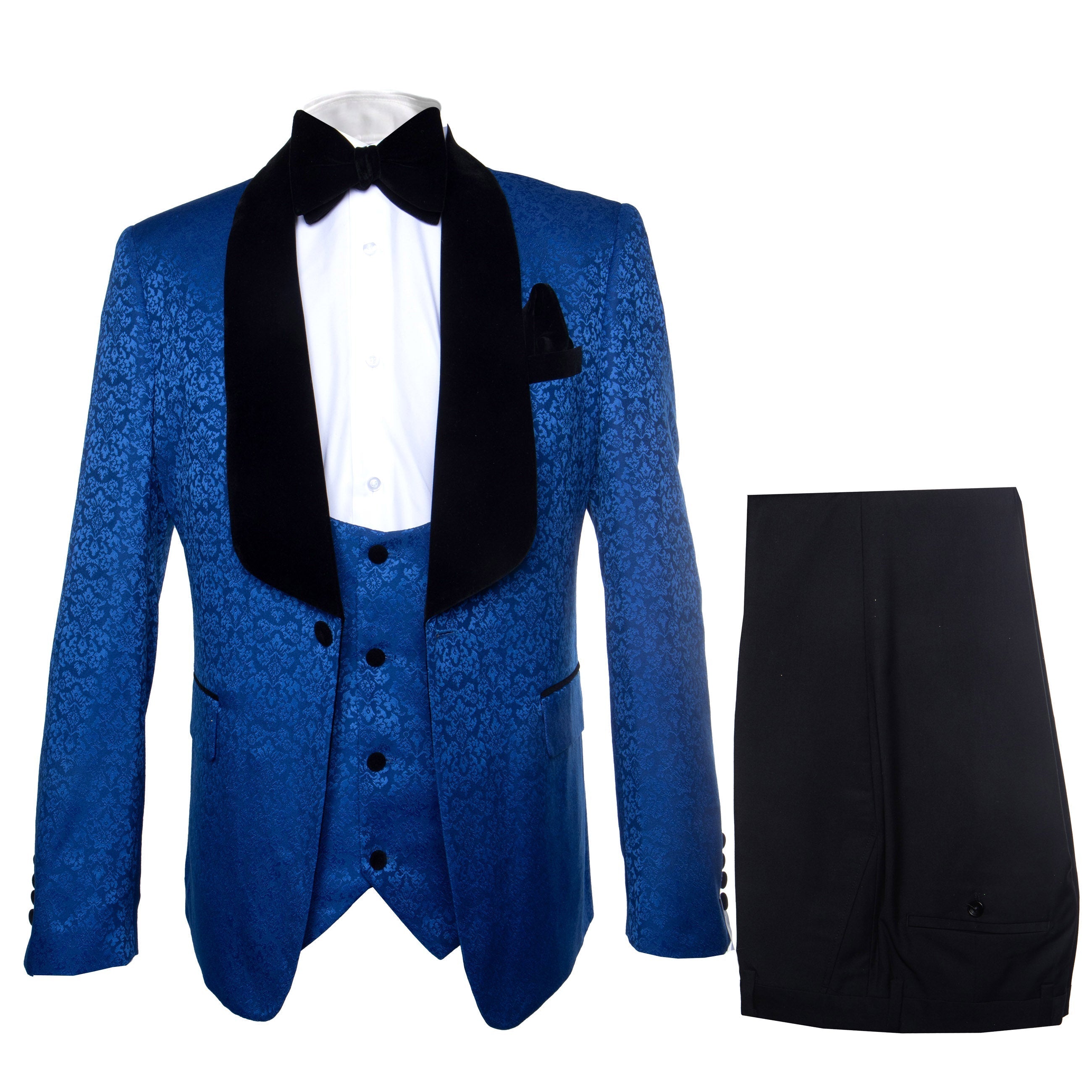 Rossi Man RM1483 - Slim Fit Smoking Style 3-Piece Tuxedo for Men - Elegant Modern Formalwear USA Men's Outlet