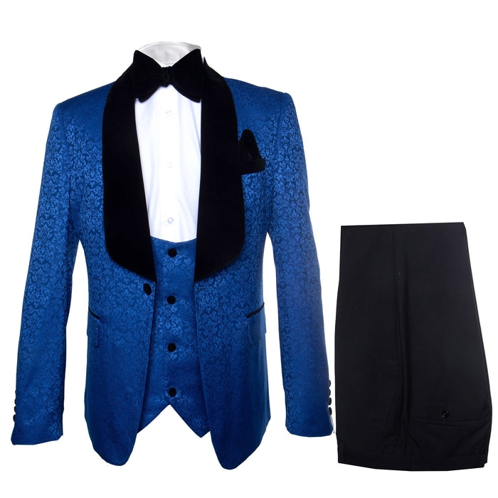 Rossi Man RM1483 - Slim Fit Smoking Style 3-Piece Tuxedo for Men - Elegant Modern Formalwear USA Men's Outlet