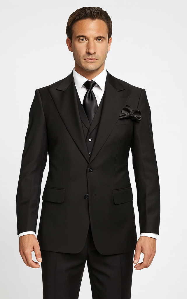 Rossi Man Sam RM2301 Black Slim Fit Suit - Men’s Modern Formalwear at USA Men's Outlet