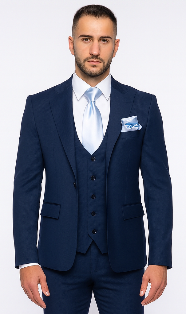 Rossi Man Sydney II RM1311 - Premium 3 Piece Modern Fit Suit for Stylish Gentlemen - Formalwear at USA Men's Outlet