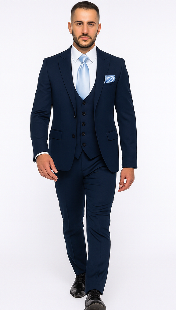 Rossi Man Sydney II RM1311 - Premium 3 Piece Modern Fit Suit for Stylish Gentlemen - Formalwear at USA Men's Outlet