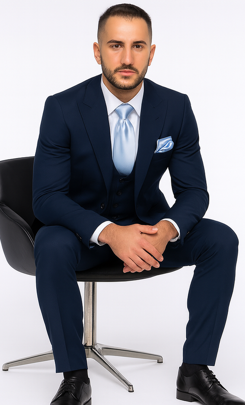 Rossi Man Sydney II RM1311 - Premium 3 Piece Modern Fit Suit for Stylish Gentlemen - Formalwear at USA Men's Outlet