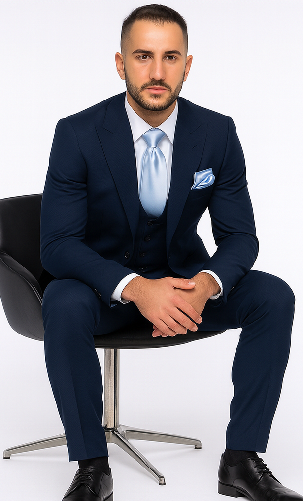 Rossi Man Sydney II RM1311 - Premium 3 Piece Modern Fit Suit for Stylish Gentlemen - Formalwear at USA Men's Outlet