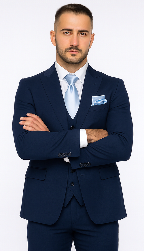 Rossi Man Sydney II RM1311 - Premium 3 Piece Modern Fit Suit for Stylish Gentlemen - Formalwear at USA Men's Outlet