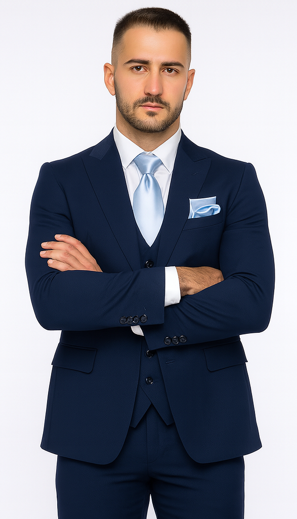 Rossi Man Sydney II RM1311 - Premium 3 Piece Modern Fit Suit for Stylish Gentlemen - Formalwear at USA Men's Outlet