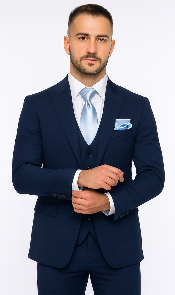 Rossi Man Sydney II RM1311 - Premium 3 Piece Modern Fit Suit for Stylish Gentlemen - Formalwear at USA Men's Outlet