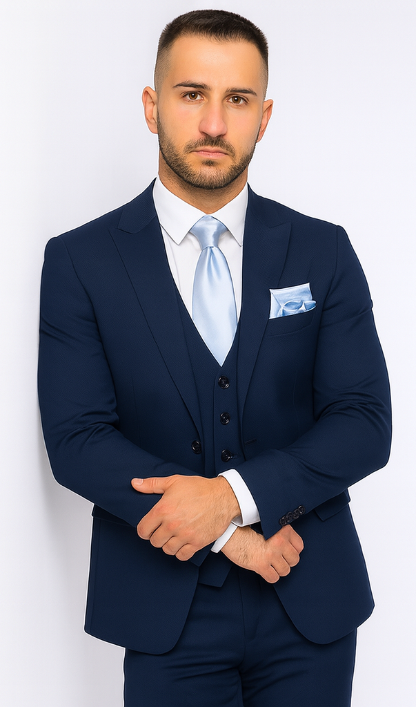 Rossi Man Sydney II RM1311 - Premium 3 Piece Modern Fit Suit for Stylish Gentlemen - Formalwear at USA Men's Outlet
