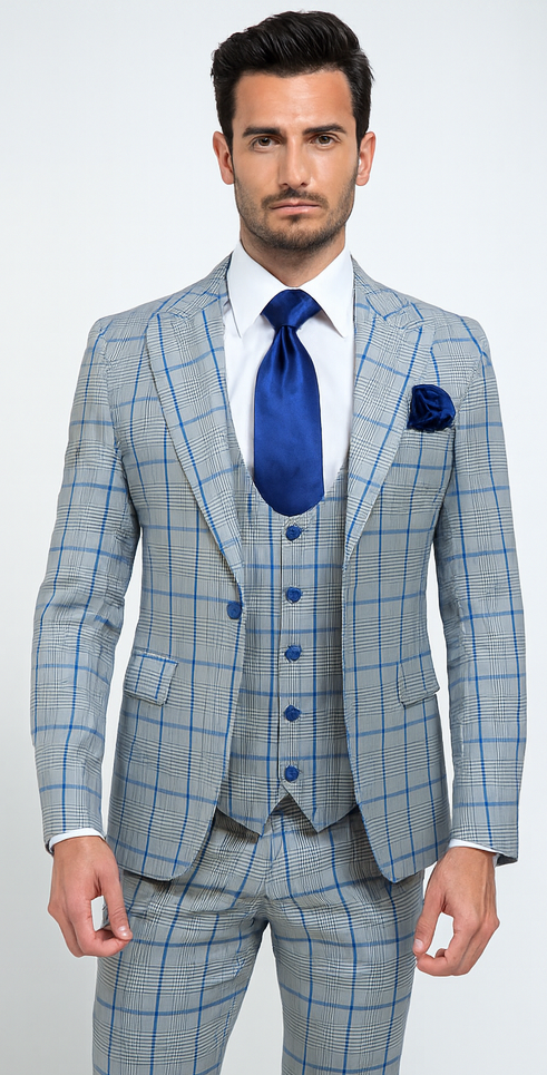 Rossi Man Tom RM1856 - Modern Fit 2-Piece Men’s Suit for Stylish Gentlemen - Tailored Elegance at USA Men's Outlet