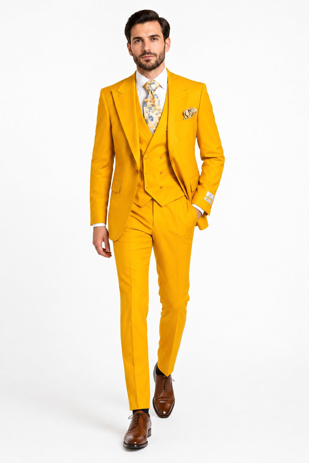 Rossi Man ELI RM103 Bold Yellow 3-Piece Suit - Men’s Formalwear by USA Men's Outlet