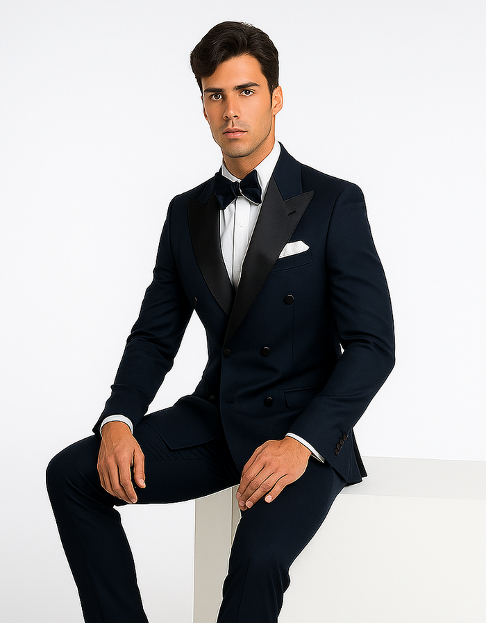 Rossi Man Zeus RM1004 - Premium Men’s Tuxedo for Classic Formal Style - Modern Slim Fit Black-Tie by USA Men's Outlet