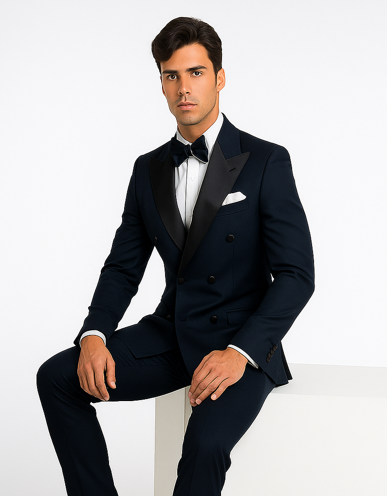 Rossi Man Zeus RM1004 - Premium Men’s Tuxedo for Classic Formal Style - Modern Slim Fit Black-Tie by USA Men's Outlet