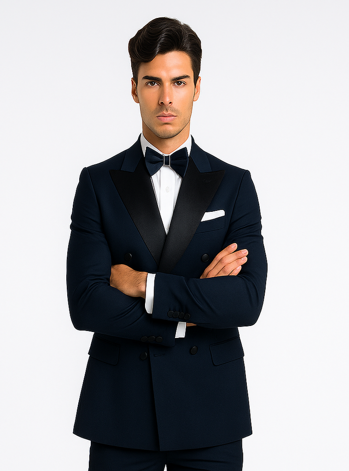 Rossi Man Zeus RM1004 - Premium Men’s Tuxedo for Classic Formal Style - Modern Slim Fit Black-Tie by USA Men's Outlet