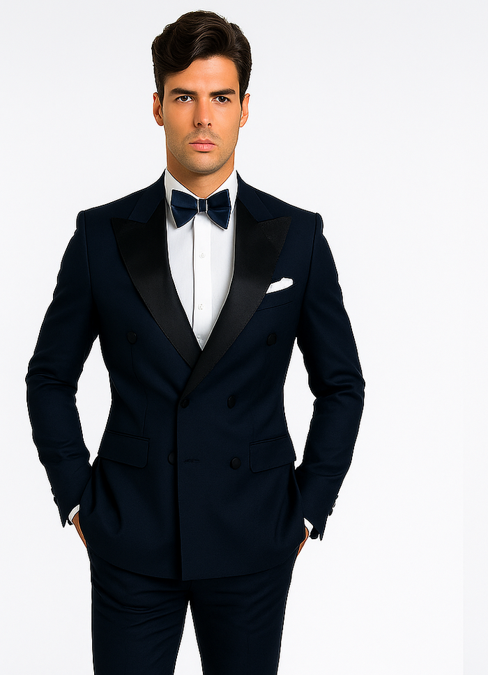 Rossi Man Zeus RM1004 - Premium Men’s Tuxedo for Classic Formal Style - Modern Slim Fit Black-Tie by USA Men's Outlet