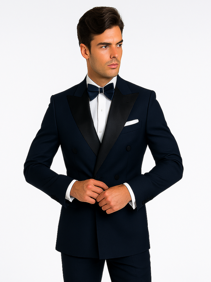 Rossi Man Zeus RM1004 - Premium Men’s Tuxedo for Classic Formal Style - Modern Slim Fit Black-Tie by USA Men's Outlet