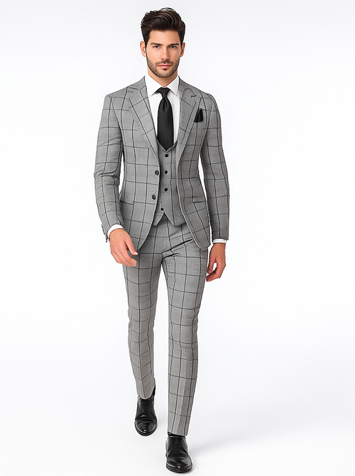 Rossi Man Tom RM1855 - Elegant Men’s Tailored 3-Piece Suit for Formal Occasions - Modern Fit by USA Men's Outlet