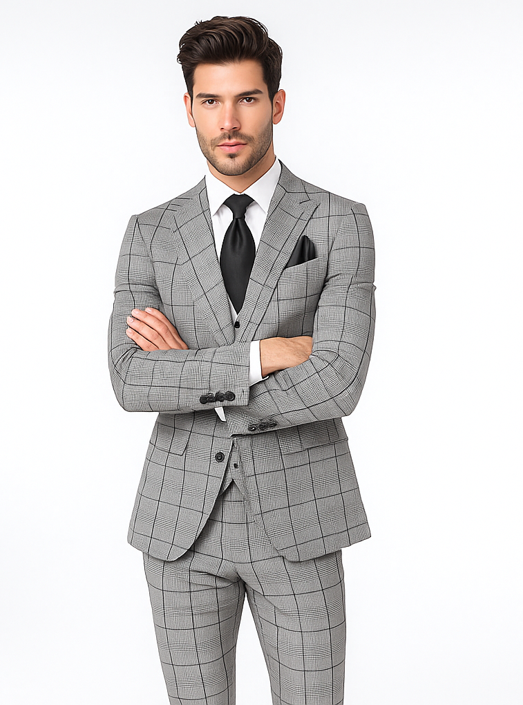 Rossi Man Tom RM1855 - Elegant Men’s Tailored 3-Piece Suit for Formal Occasions - Modern Fit by USA Men's Outlet