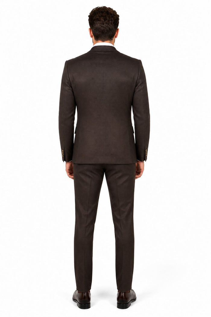 Rossi Man BOND RM1753 Slim Fit 3-Piece Suit - 1-Button Peak Lapel Men’s Formalwear by USA Men's Outlet
