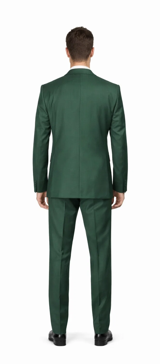 Rossiman Hunter Green Slim Fit Men’s Suit - 3-Piece Vested Set with Flat Front Trousers - Italian Tailored Elegance by USA Men's Outlet