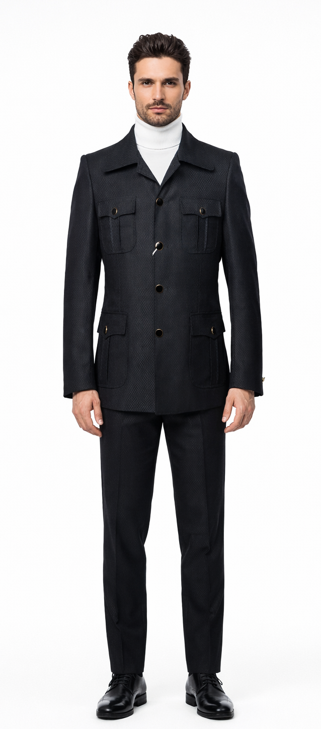 Rossiman Men’s Black Safari Walking Suit - Jacket & Trousers Set by USA Men's Outlet