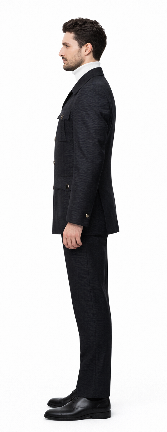 Rossiman Men’s Black Safari Walking Suit - Jacket & Trousers Set by USA Men's Outlet