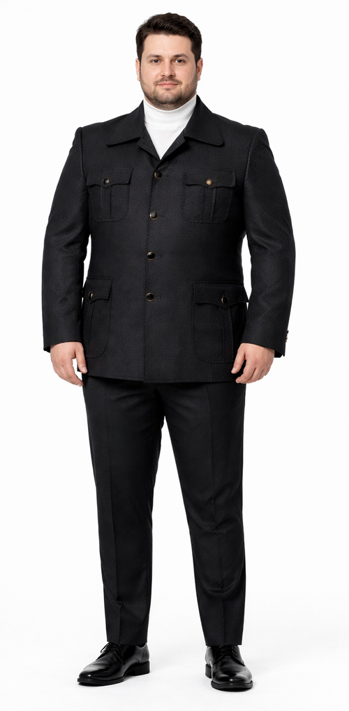 Rossiman Men’s Black Safari Walking Suit - Jacket & Trousers Set by USA Men's Outlet