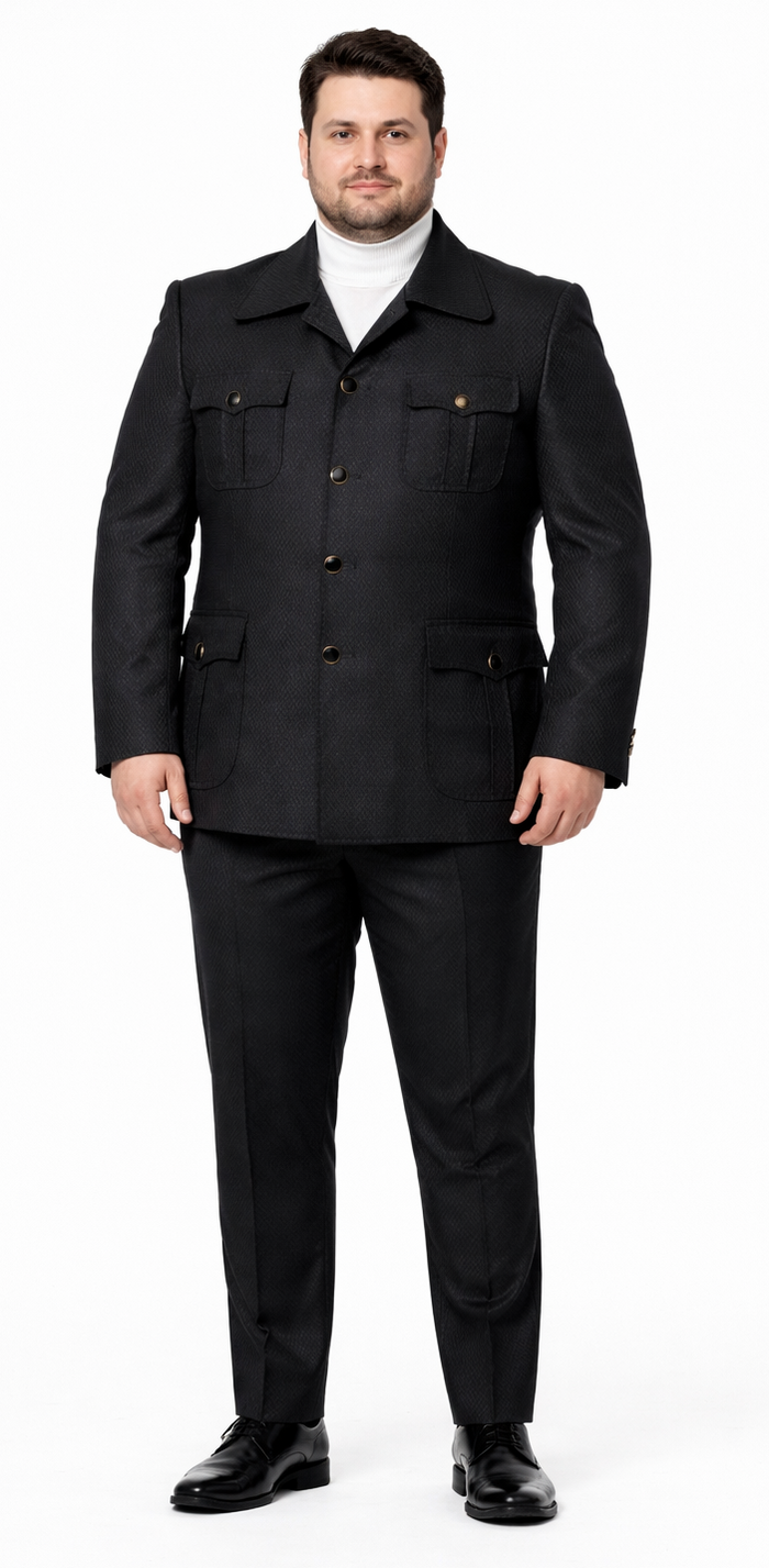 Rossiman Men’s Black Safari Walking Suit - Jacket & Trousers Set by USA Men's Outlet