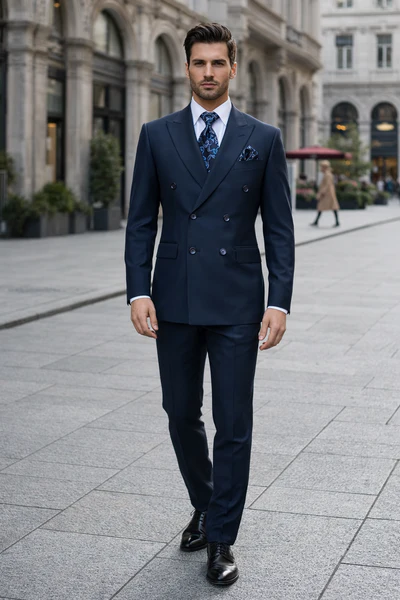 Rossiman Men’s Blue Slim Fit Suit - Modern Tailored Formalwear - Italian 3-Piece Elegant Suit for Men by USA Men's Outlet