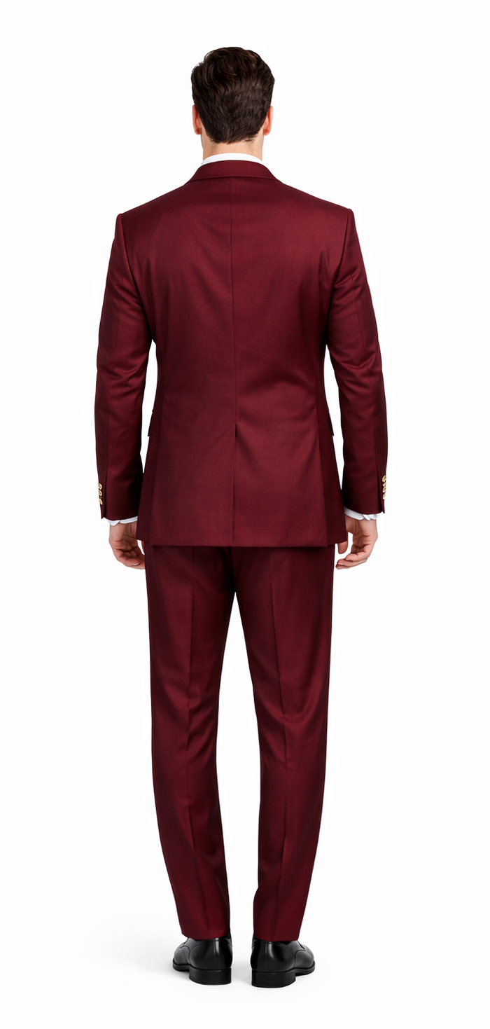 Rossiman Men’s Burgundy Slim Fit Double-Breasted Suit - Modern Two-Piece Formalwear by USA Men's Outlet