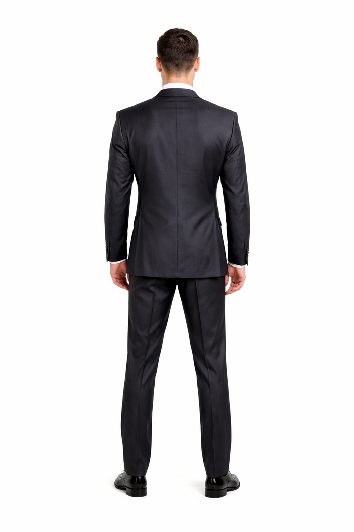 Rossiman Men’s Dark Gray Slim Fit Suit - 3-Piece Vested Set with Flat Front Pants - Italian Tailored Modern Elegance USA Men's Outlet