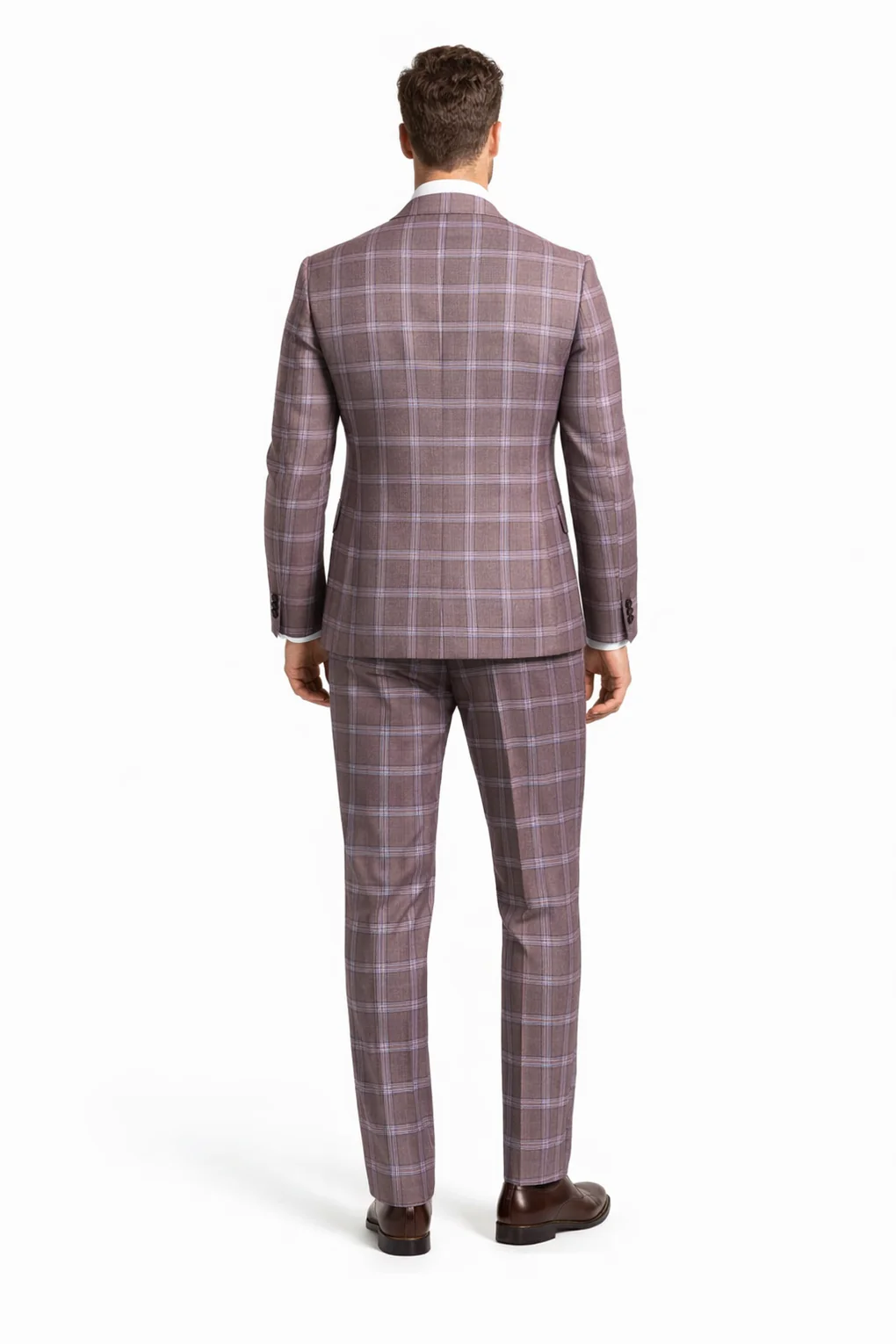 Rossiman Men’s Gray & Lavender Plaid Double-Breasted Suit by USA Men's Outlet