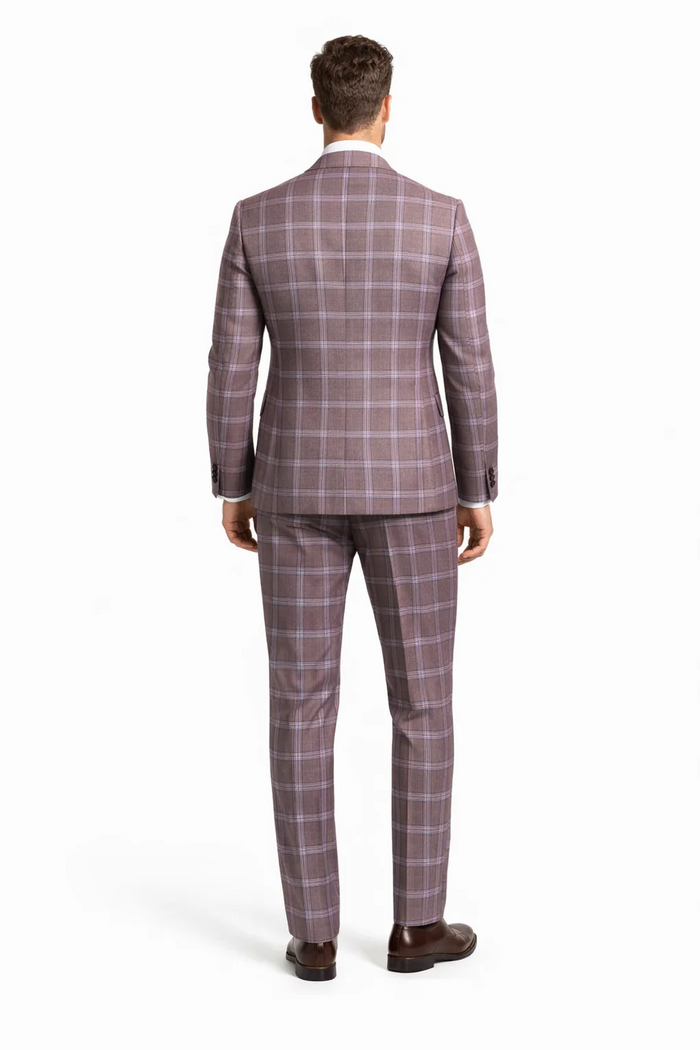 Rossiman Men’s Gray & Lavender Plaid Double-Breasted Suit by USA Men's Outlet