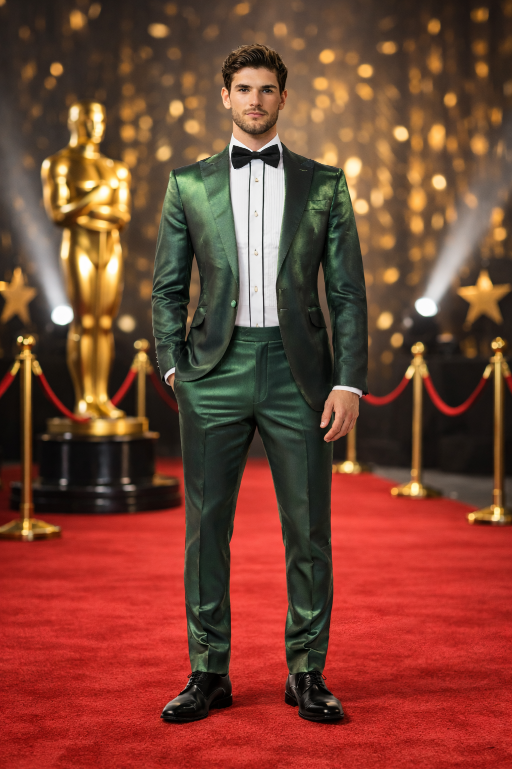 Rossiman Men’s Green Sateen Suit - Glossy Finish with Modern Flair - Italian Tailored Double-Breasted Luxury Suit USA Men's Outlet
