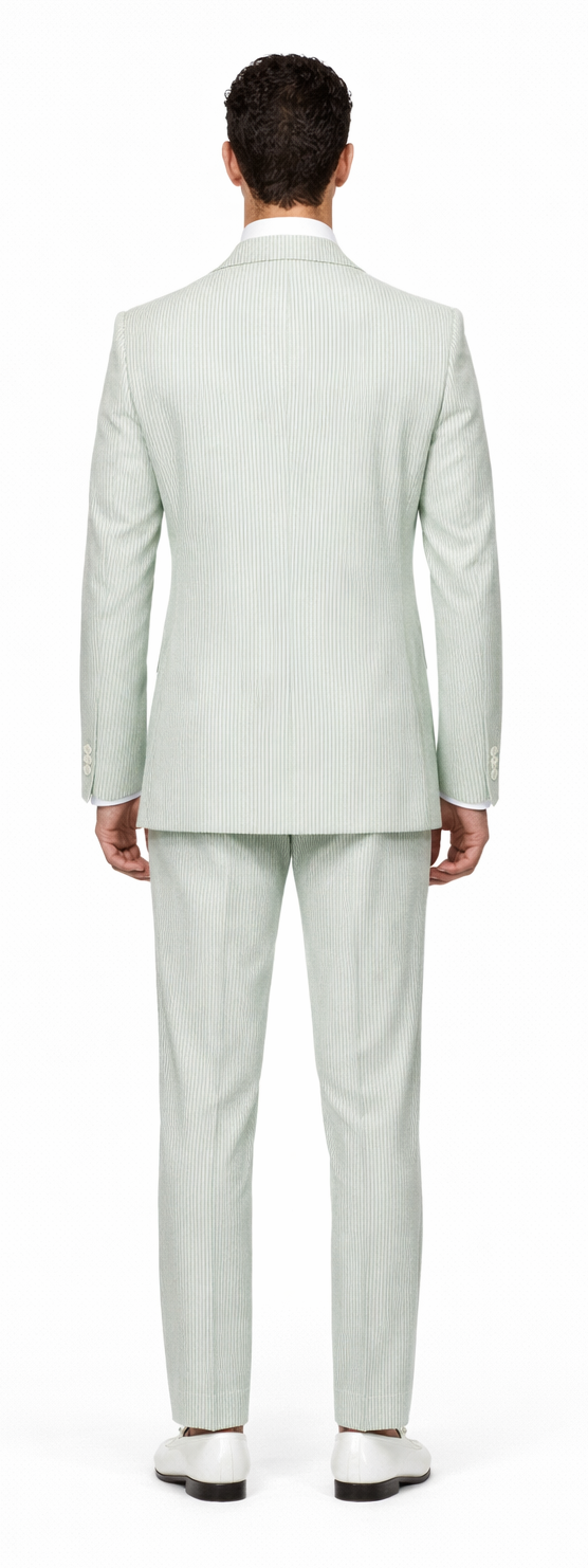 Rossiman Men’s Light Green Seersucker Suit - Peak Lapel Summer Formalwear USA Men's Outlet