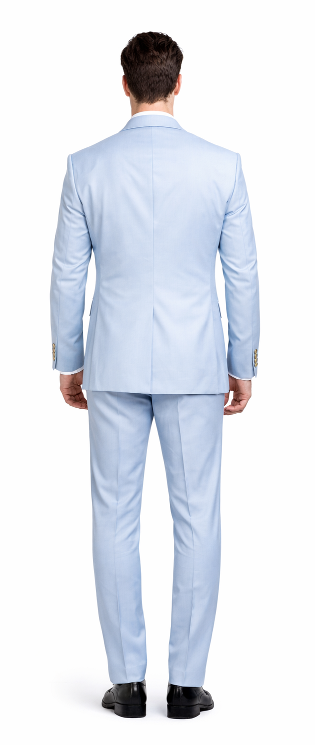 Rossiman Men’s Light Blue Slim Fit Suit - Elegant Double-Breasted Design - Italian Tailored 3-Piece Luxury Suit USA Men's Outlet