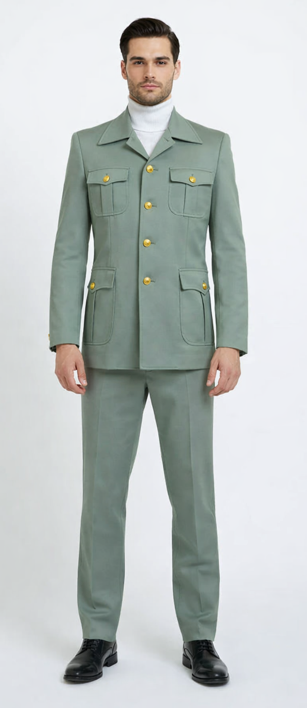 Rossiman Men’s Mint Green Seersucker Suit - Peak Lapel Summer Formalwear by USA Men's Outlet