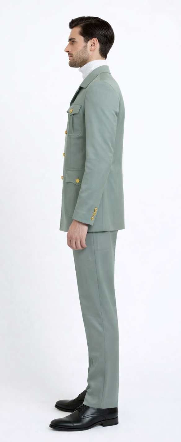 Rossiman Men’s Mint Green Seersucker Suit - Peak Lapel Summer Formalwear by USA Men's Outlet