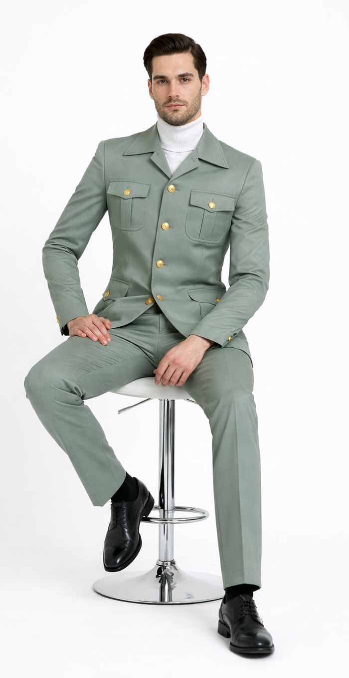 Rossiman Men’s Mint Green Seersucker Suit - Peak Lapel Summer Formalwear by USA Men's Outlet