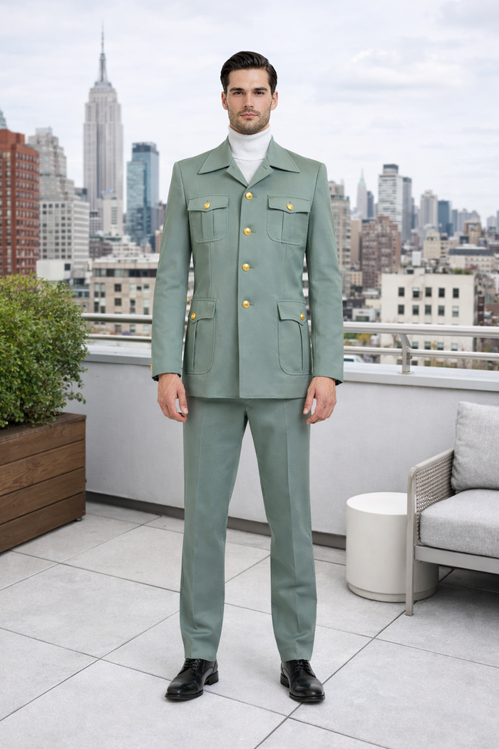 Rossiman Men’s Mint Green Seersucker Suit - Peak Lapel Summer Formalwear by USA Men's Outlet