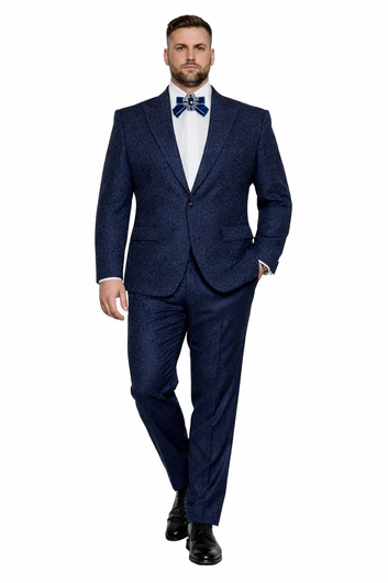 Rossiman Men’s Navy Blue Seersucker Suit - Peak Lapel Suit with Tone-on-Tone Shadow Stripe by USA Men's Outlet
