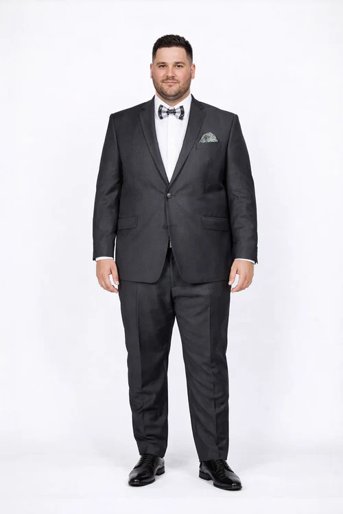 Rossiman Men’s Slim Fit Gray Wool Suit - 1-Button Peak Lapel Jacket & Tapered Low-Rise Pants - Italian Tailored 3-Piece Luxury Suit by USA Men's Outlet