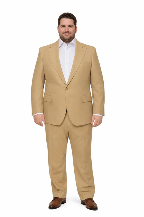 Rossiman Men’s Tan Seersucker Suit - Peak Lapel Formalwear with Tone-on-Tone Shadow Stripe by USA Men's Outlet