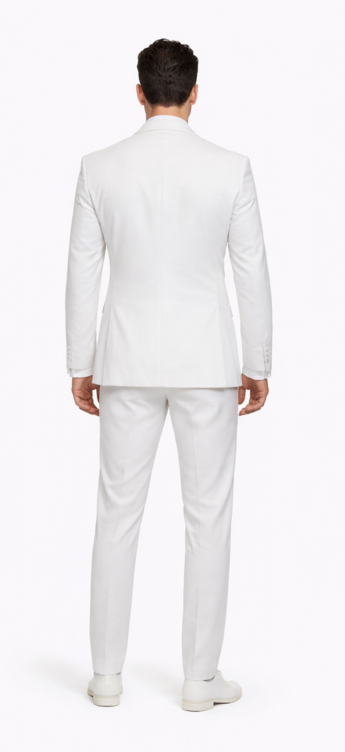 Rossiman Men’s White Seersucker Suit - Peak Lapel Summer Formalwear at USA Men's Outlet